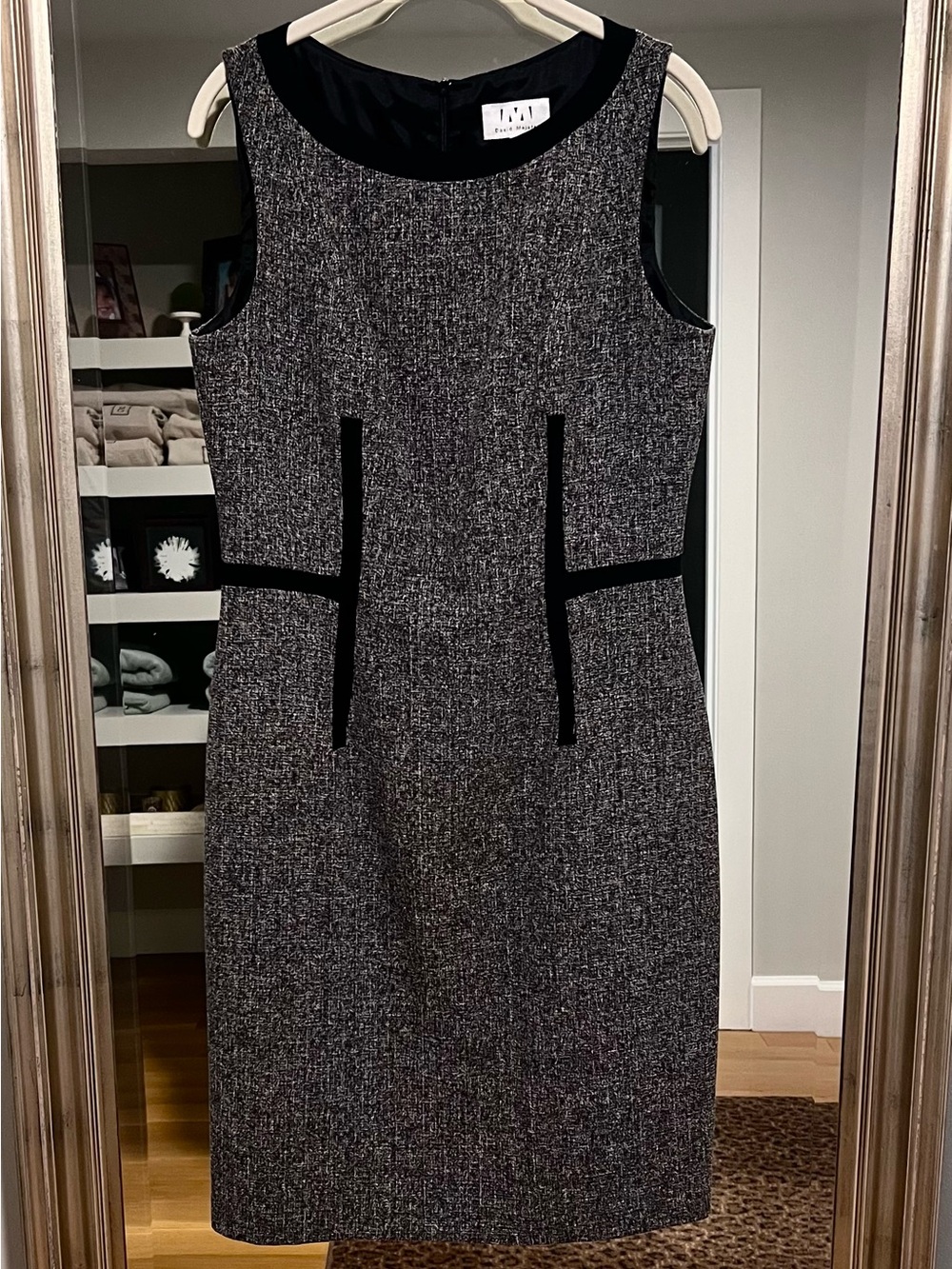David Meister Black Tweed Sheath Dress